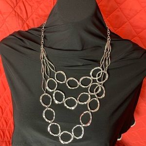 Multi layer silver look necklace